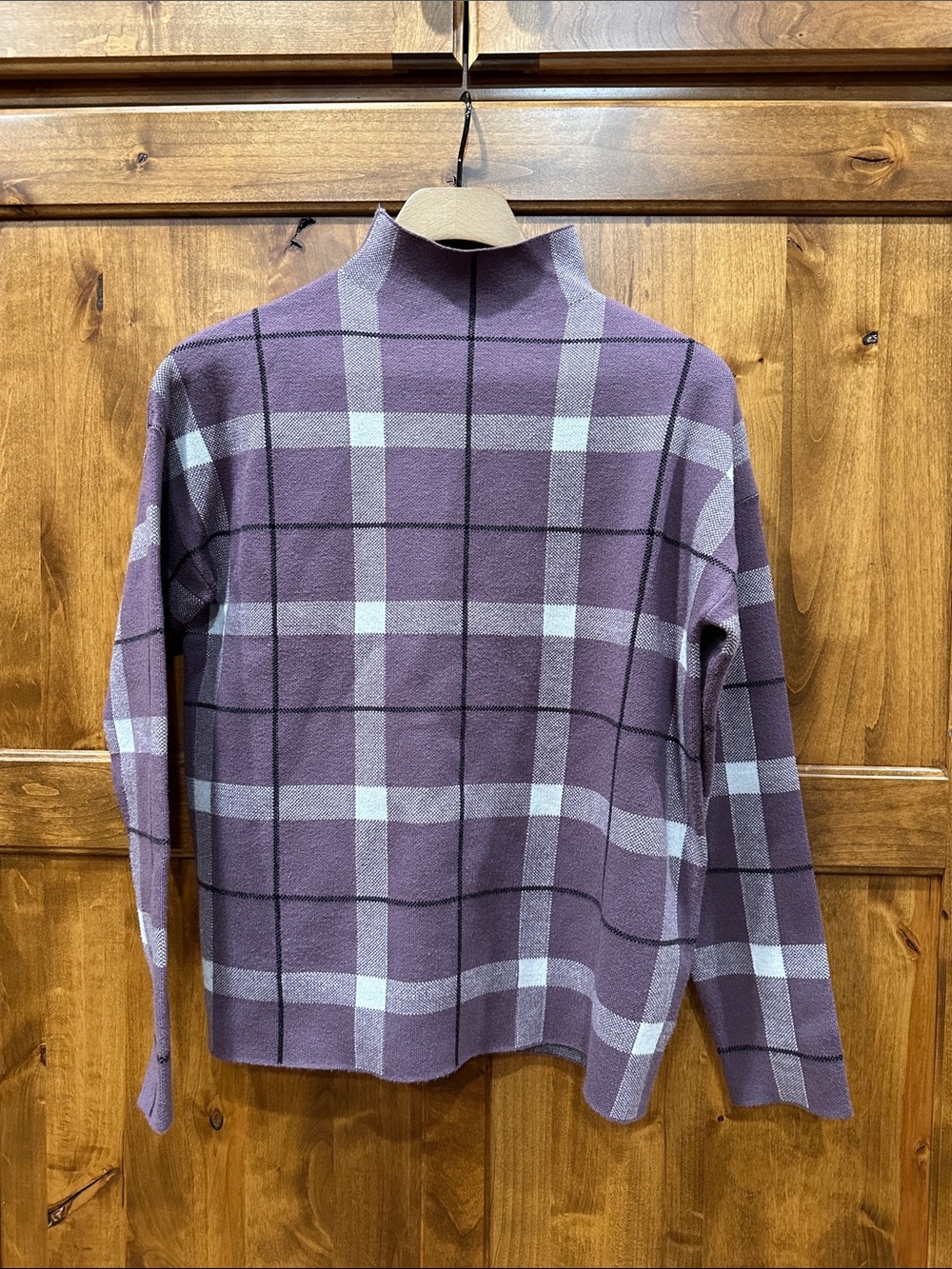Plaid Lavender Turtleneck Sweater